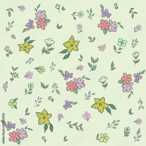 seamless pattern beautiful color flowers