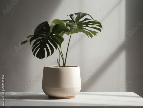 A modern and minimalist plant pot on a white background