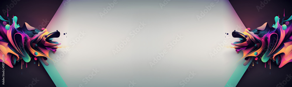 Abstract purple, grey and colorful banner background with empty copy space. Modern wallpaper with smooth shapes. Generative ai