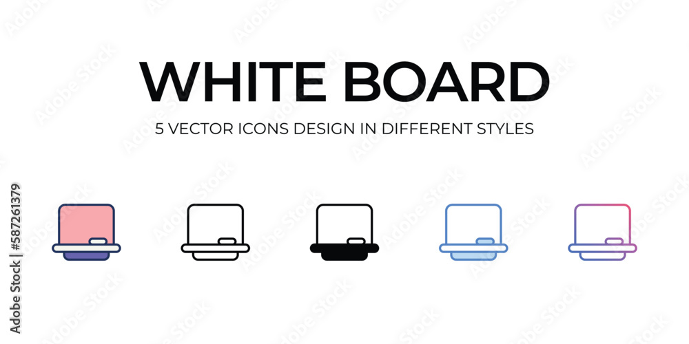 White Board Icon Design in Five style with Editable Stroke. Line, Solid, Flat Line, Duo Tone Color, and Color Gradient Line. Suitable for Web Page, Mobile App, UI, UX�and�GUI�design. White Board Icon Design in Five style with Editable Stroke. Line, Solid, Flat Line, Duo Tone Color, and Color Gradient Line. Suitable for Web Page, Mobile App, UI, UX�and�GUI�design.
