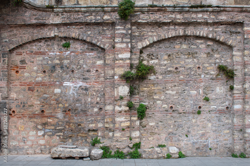 Cut stone walls from Ottoman architecture. Historical Ottoman cut stone walls in Beyazıt Square. Cut stone walls from Ottoman architecture. Historical Ottoman cut stone walls in Beyazıt Square.
