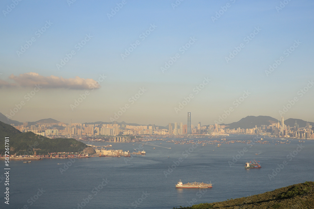 the landscape of Ma Wan channel, hong kong 4 Aug 2013