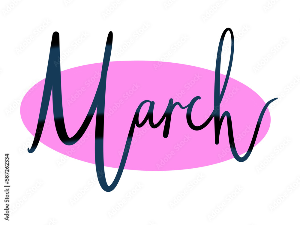 simple design element spring month march on pink fuchsia background lettering cursive stylish decoration calendar ballet journal media simple design element spring month march on pink fuchsia background lettering cursive stylish decoration calendar ballet journal media