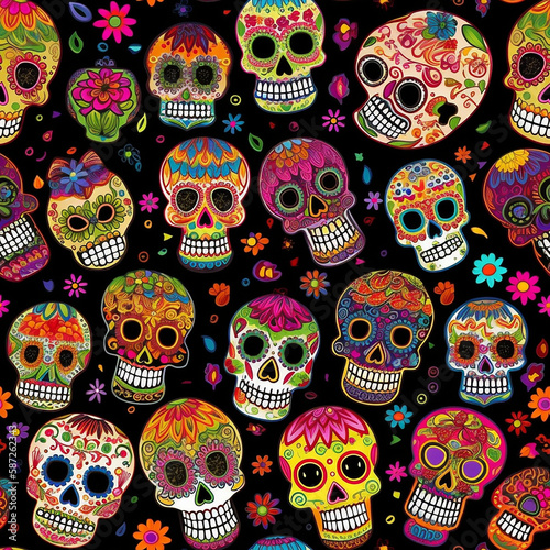 seamless background with skulls