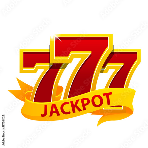 Jackpot symbol. 777 and ribbon, isolated
