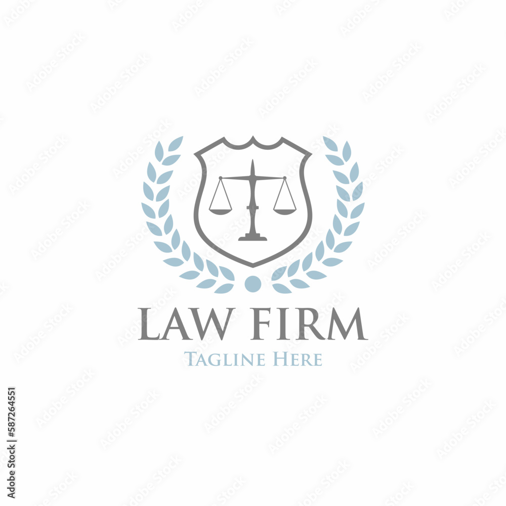 Obraz premium Law firm logo. Corporate lawyer symbol. Attorney business sign. Legal advocate emblem. Vector illustration.