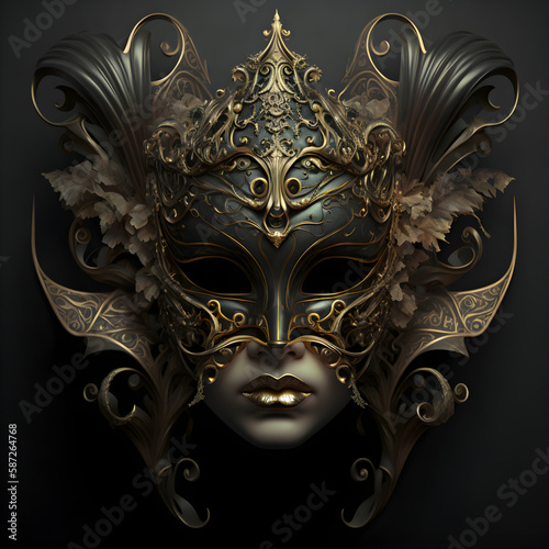 Venetian carnival mask, ornate masquerade mask, generative ai © DimiluxePrints