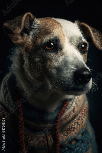 Ein Jack Russel Hund mit einem Pullover created with generative AI