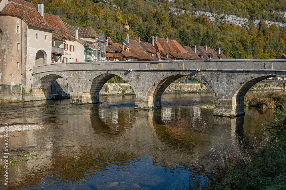 Brücke St. Jean in Sainte Ursanne, Kanton Jura, Schweiz