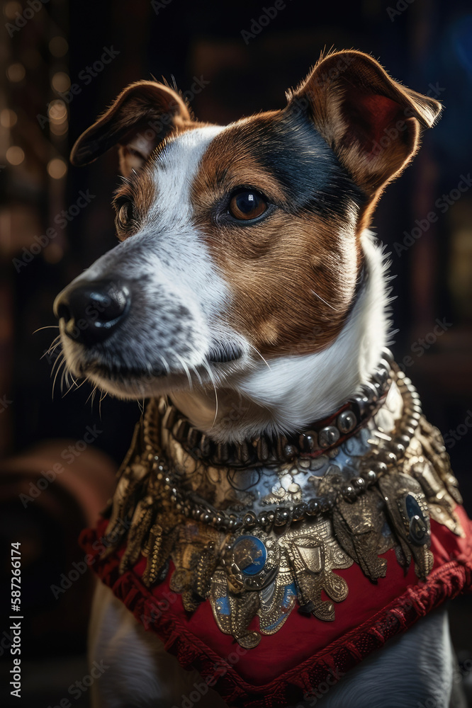 Ein Jack Russel Hund mit altertümlicher Kleidung created with generative AI Ein Jack Russel Hund mit altertümlicher Kleidung created with generative AI