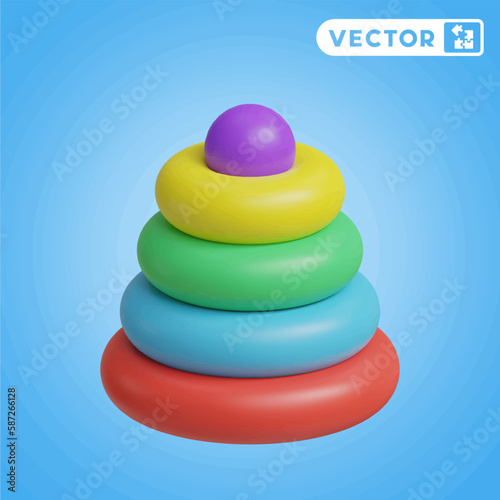 hoop toy 3D vector icon set, on a blue background