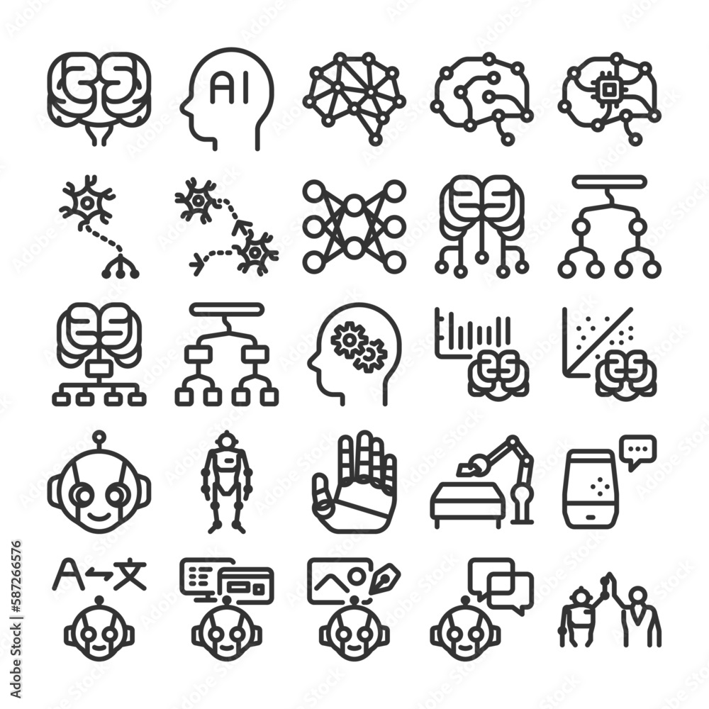 AI学習 AI活用 アイコン セット AI学習 AI活用 アイコン セット