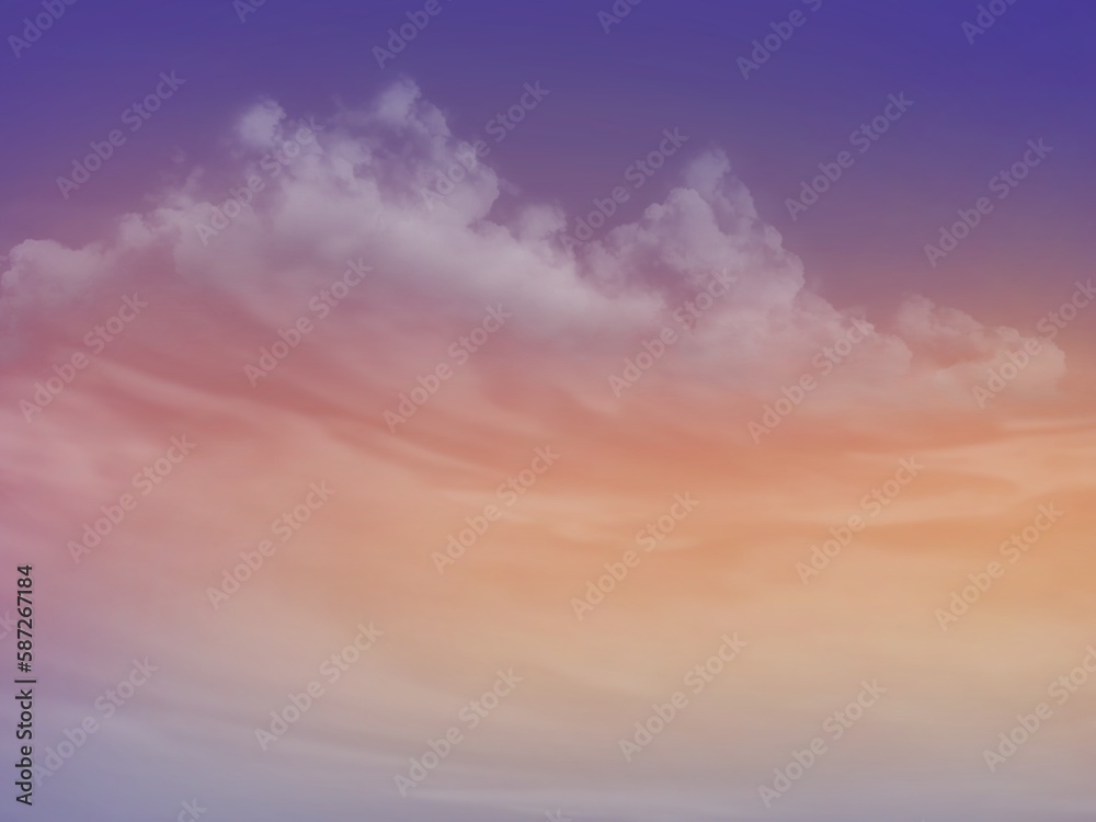 Pastel sky with white clouds.  Illustration created on a tablet, used as a background.