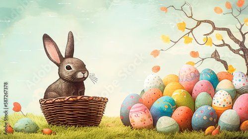 easter bunny and eggs