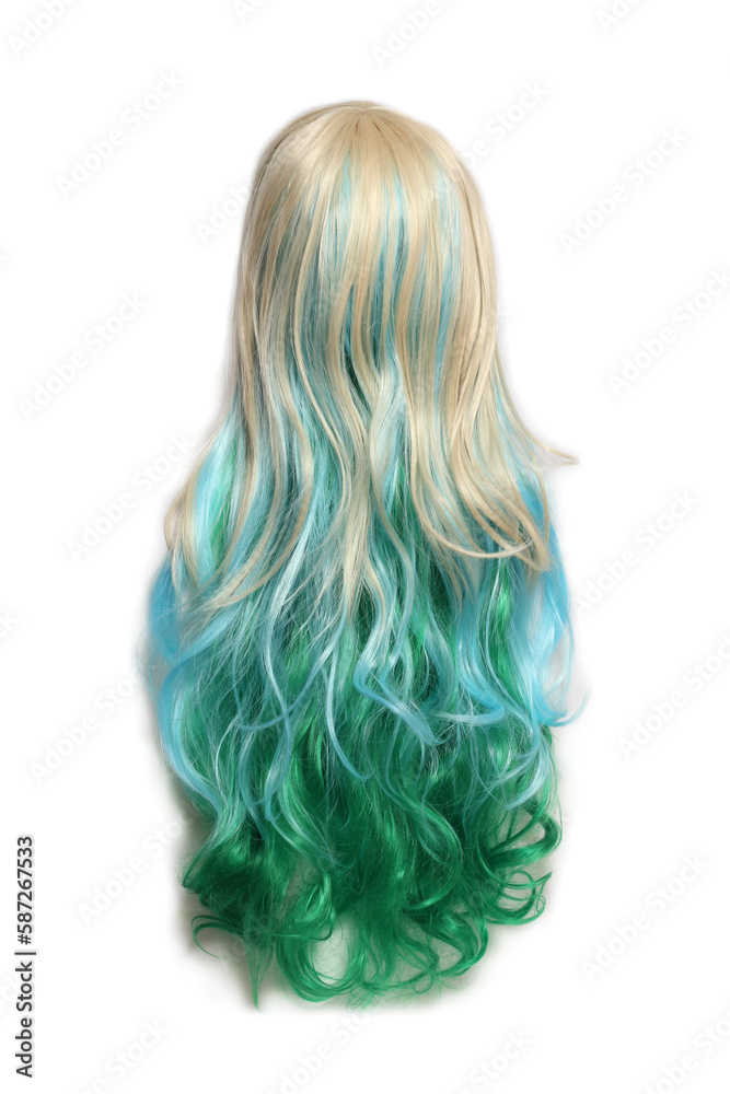 Blonde and Green Wig on Mannequin head with white background Blonde and Green Wig on Mannequin head with white background