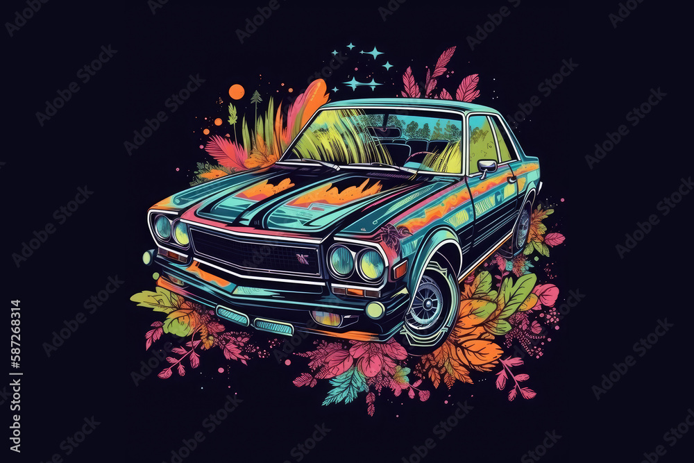 Car Vector T-shirt design, such as stickers, mugs, wedding cards ...