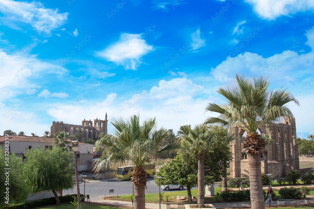 Nice view of the historic buildings in the center of Famagusta, North Cyprus