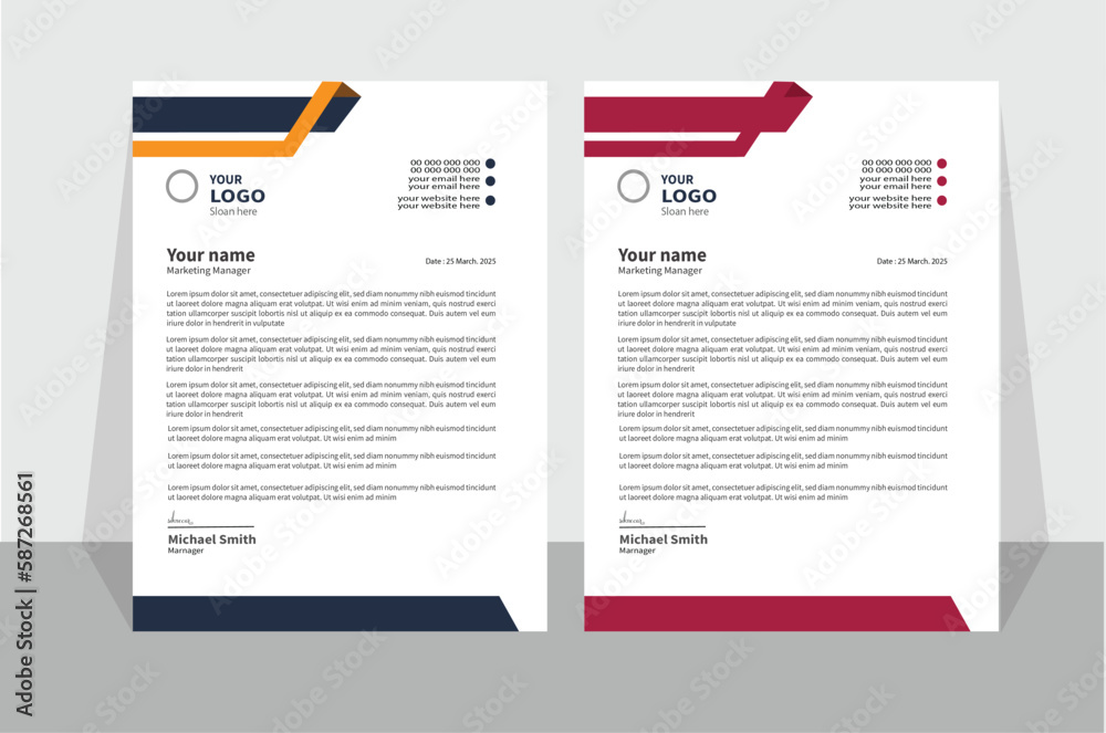 Obraz premium modern corporate letterhead template design