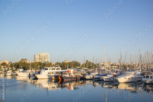 Beautiful view of the yacht parking Larnaca, Cyprus © marinadatsenko