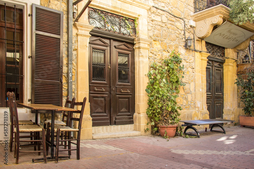 Nice view of the historic buildings and cafes in the center of Nicosia, Cyprus © marinadatsenko