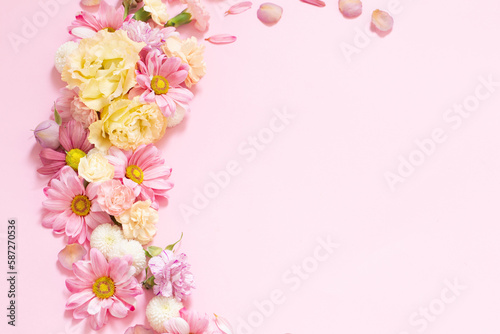 beautiful flowers on pink background © Maya Kruchancova