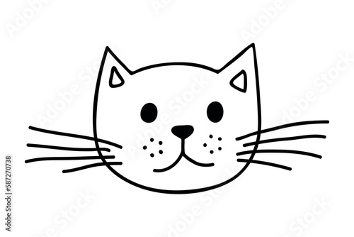 Hand drawn cat muzzle clipart. Cute pet face doodle