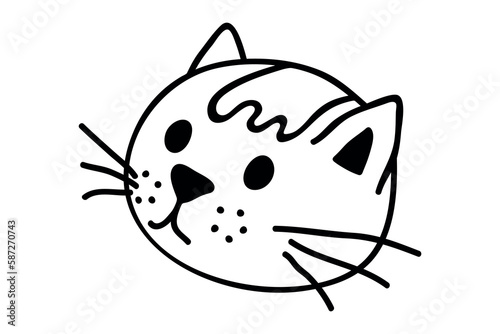 Hand drawn cat muzzle clipart. Cute pet face doodle