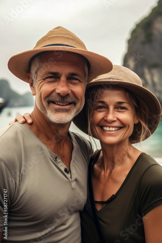 A portrait of a mature senior couple in their 50s on holiday © Six Hen Media