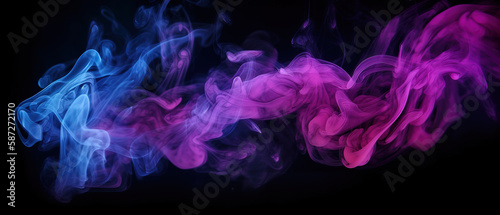 abstract horror neon pink smoke cloud  grunge texture  dark black background  scary blue light poster design. Generative AI