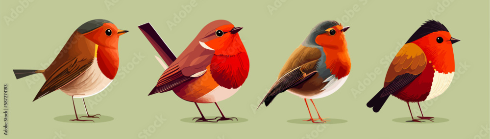Robin birds collection - vector illustration Robin birds collection - vector illustration