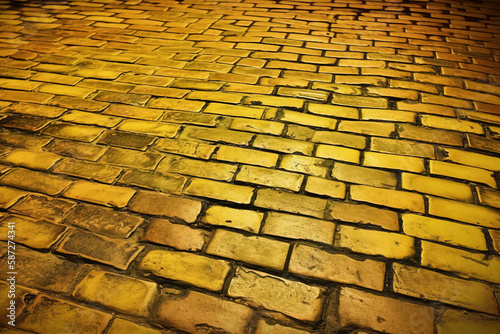 Yellow brick vintage road by AI