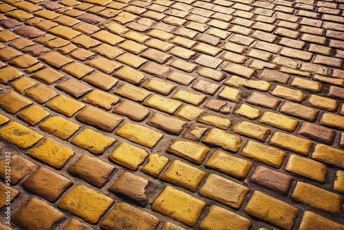 Yellow brick vintage road by AI