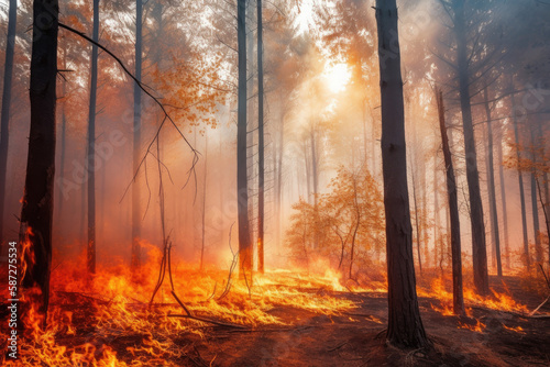 Waldbrand durch Klimaerwärmung, Generative AI © michagehtraus