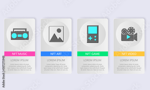 NFT vector icon card. Non-fungible token. vector