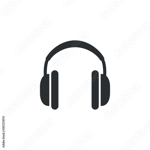 Headphone icon in flat style. Earphone vector illustration on isolated background. Listen music sign business concept.