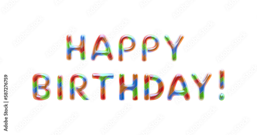 Happy Birthday inscription from candies isolated on transparent background Happy Birthday inscription from candies isolated on transparent background