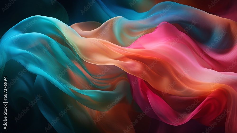 Obraz premium Vibrant Oceanic Embrace as a tidal swirl of brilliant hues cascading over the horizon in a magnificent wave of color Generated by AI