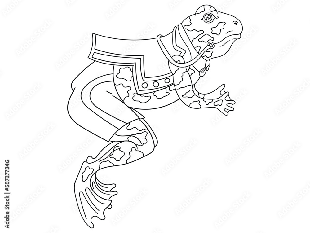 Obraz premium This stunning frog illustration is perfect for coloring book enthusiasts of all ages. With intricate details and bold lines, it's sure to provide hours of creative fun and relaxation.
