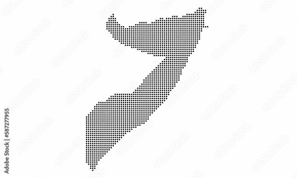 Somalia dotted map with grunge texture in dot style. Abstract vector illustration of a country map with halftone effect for infographic. 