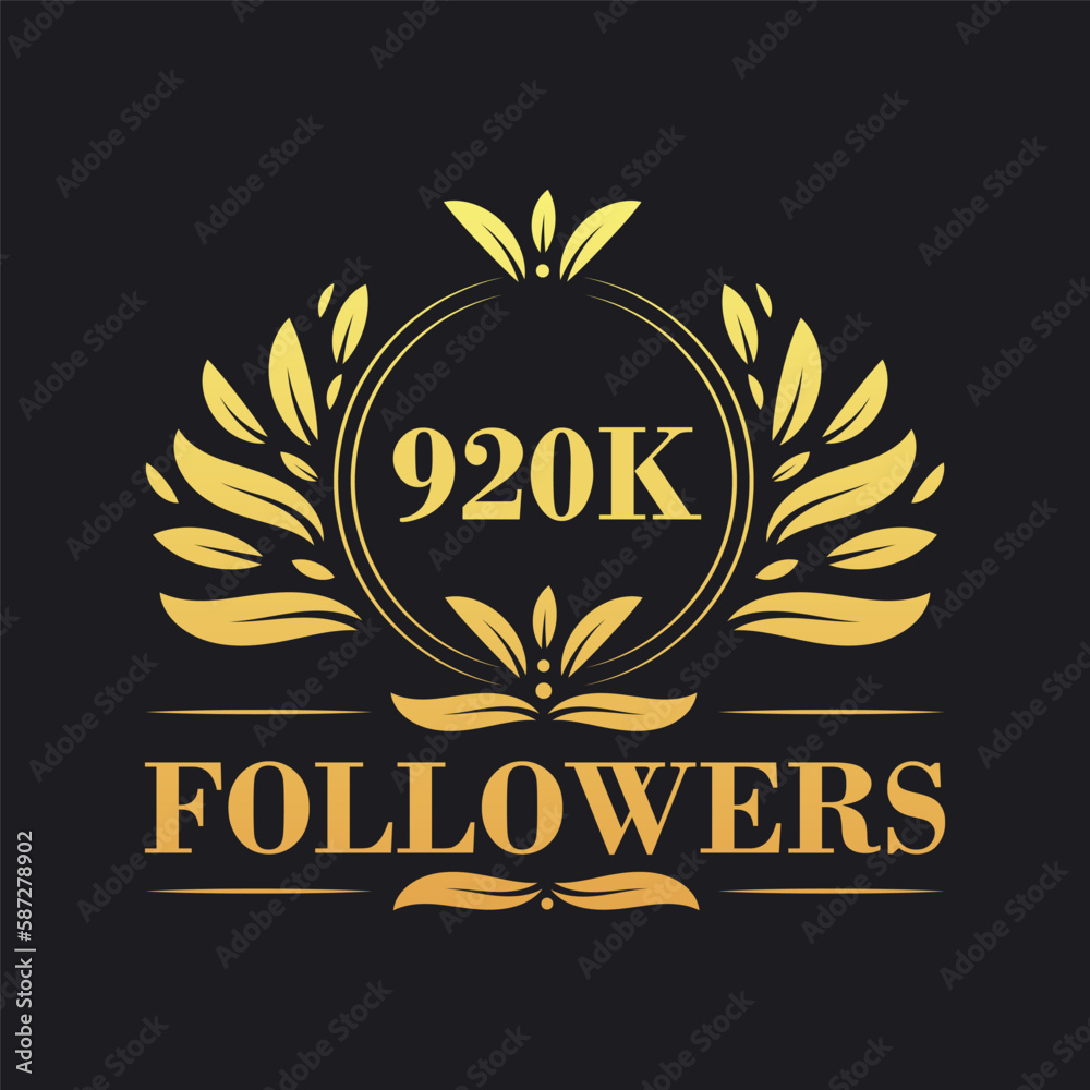 Obraz premium 920K Followers celebration design. Luxurious 920K Followers logo for social media followers