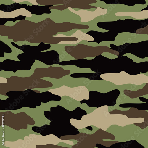 迷彩シームレスパターン　グリーン系