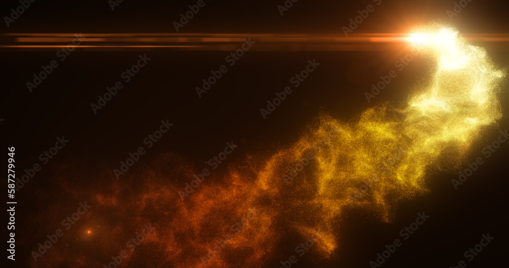 Abstract flying energy meteor particle comet space magical yellow fiery futuristic hi-tech, abstract background