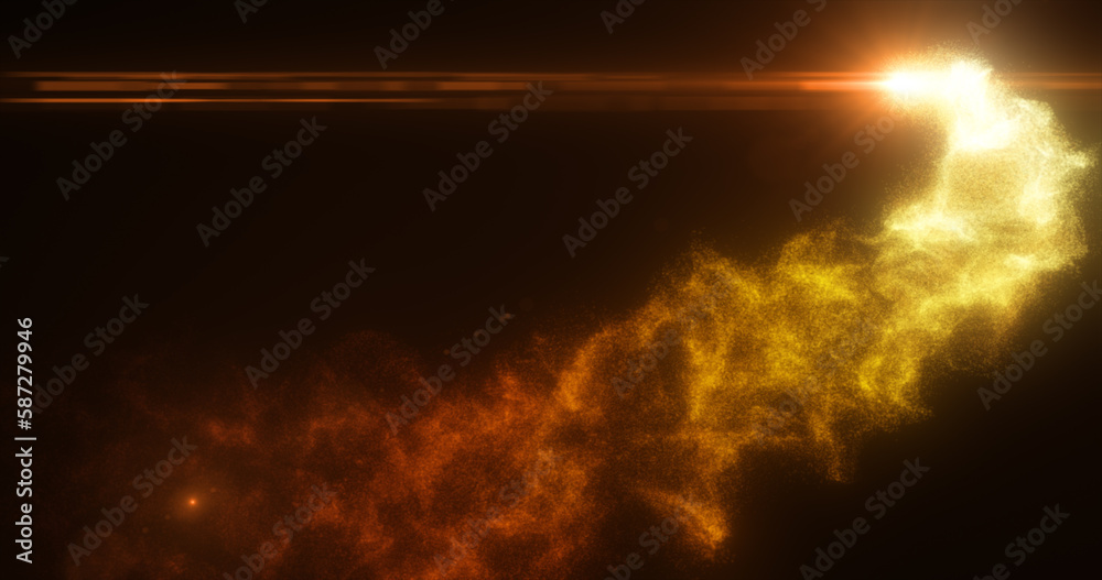 Fototapeta premium Abstract flying energy meteor particle comet space magical yellow fiery futuristic hi-tech, abstract background