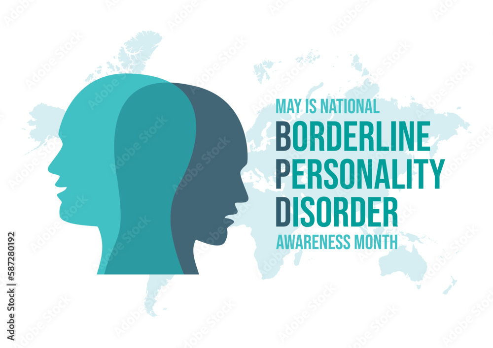 May is Borderline Personality Disorder Awareness Month vector. Man face with different emotions silhouette icon vector. Sad and happy face in profile graphic design element. Important day
