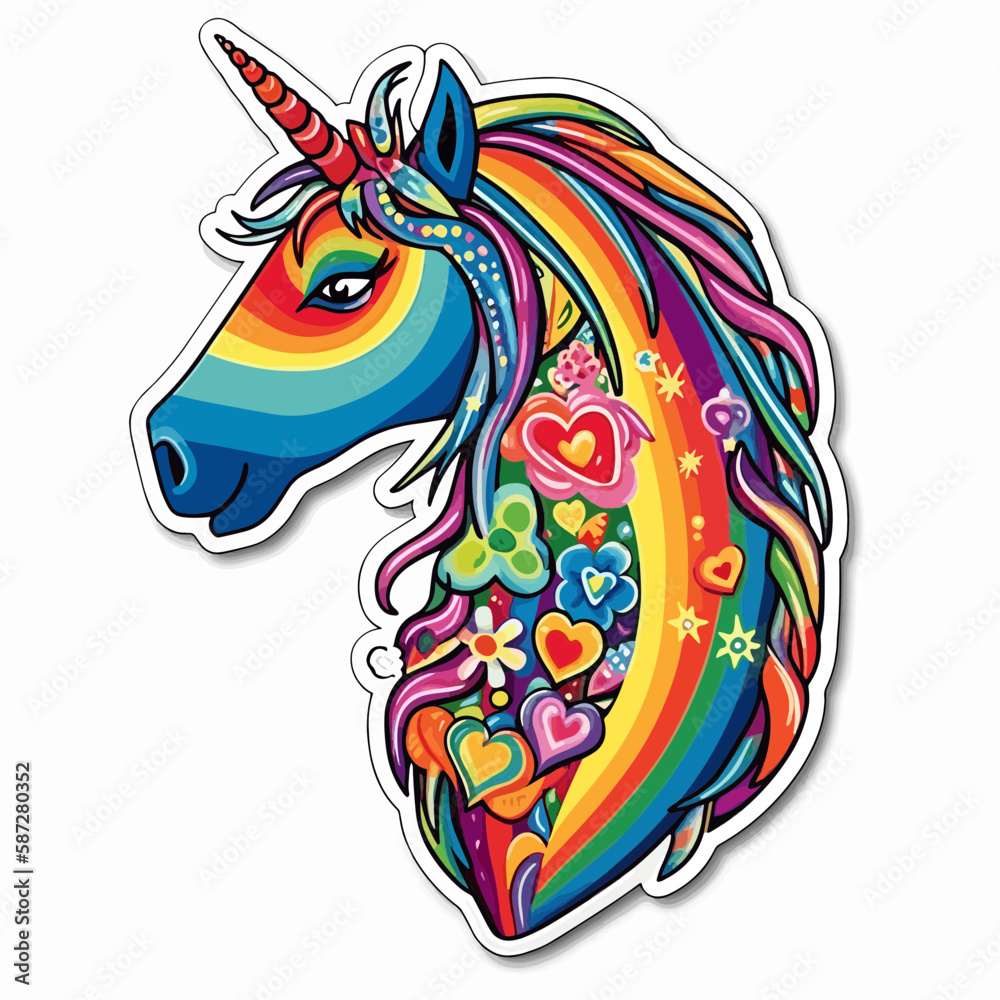 rainbow unicorn , vector SVG