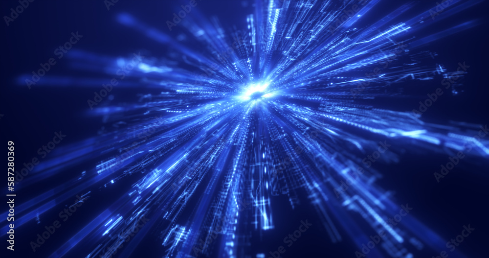 Naklejka premium Abstract blue glowing circle energy futuristic computer digital hi-tech swirling abstract background