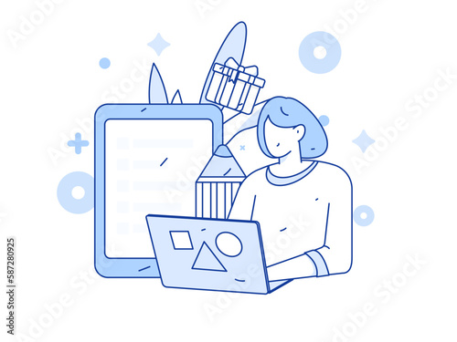 Invite friends to conduct questionnaire survey flat vector concept operation hand drawn illustration
