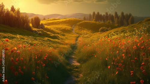 Abstract road in field by AI