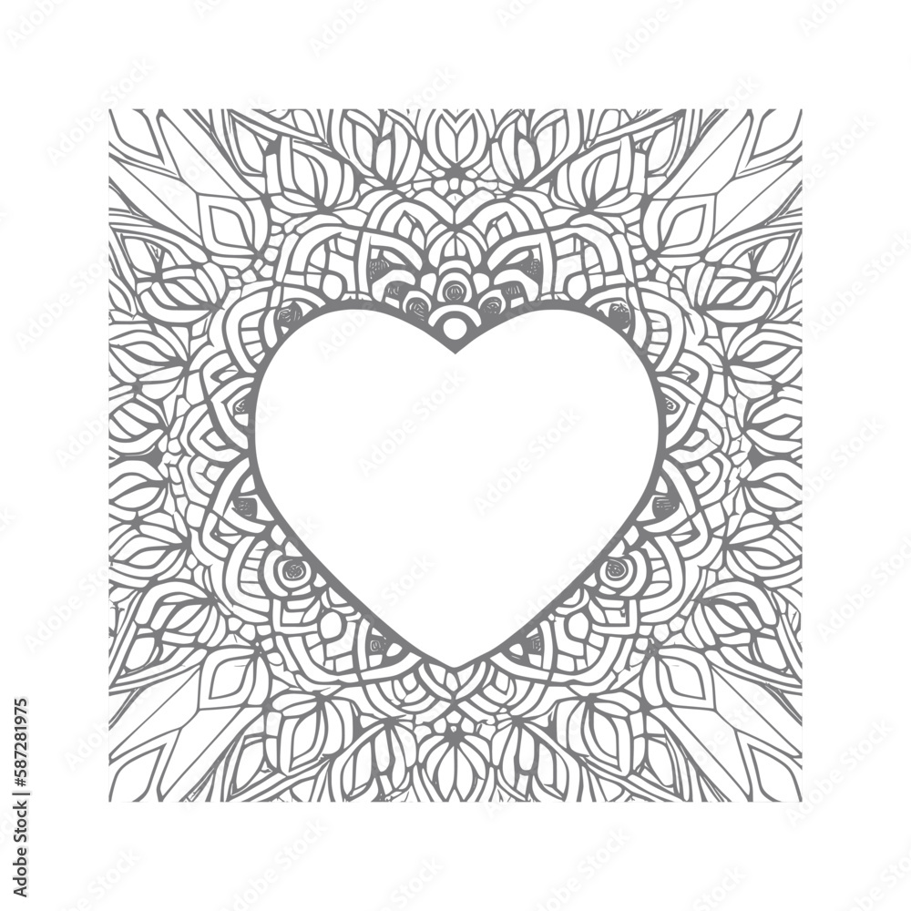 In the Coloring Book, the heart-shaped frames are beautifully decorated with intricate floral designs. In the Coloring Book, the heart-shaped frames are beautifully decorated with intricate floral designs.
