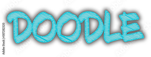 Digitally generated image of scribble effect over blue doodle text banner against white background